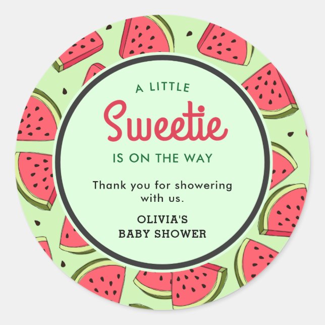 A Little Sweetie Watermelon Baby Shower Thank You  Runder Aufkleber (Vorderseite)