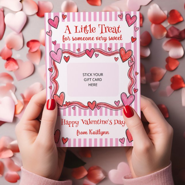 A Little Treat Valentine's Gift Card Holder Card Einladung (Valentine's Day gift card holder - order printed or digital for DiY Printing)