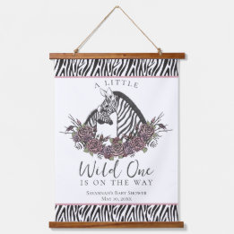 A Little Wild One Baby Zebra Print Wandteppich Mit Holzrahmen