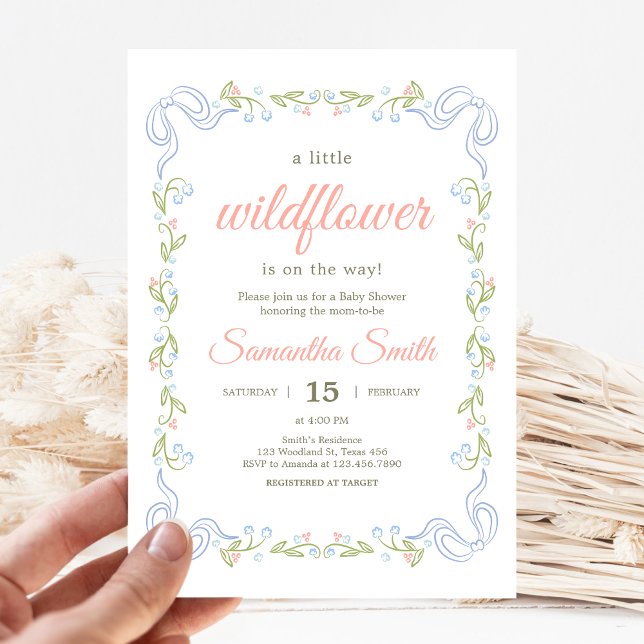 A Little Wildflower Baby Shower Einladung ( Wildflower Baby Shower Invitaiton)