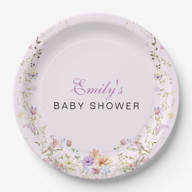 A Little Wildflower Baby Shower  Pappteller (Vorderseite)