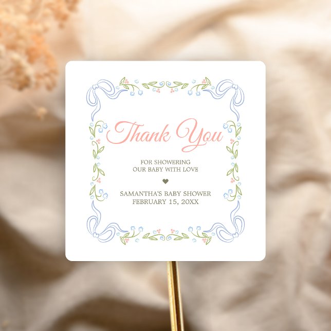 A Little Wildflower Baby Shower Quadratischer Aufkleber (Wildflower Baby Shower Sticker)