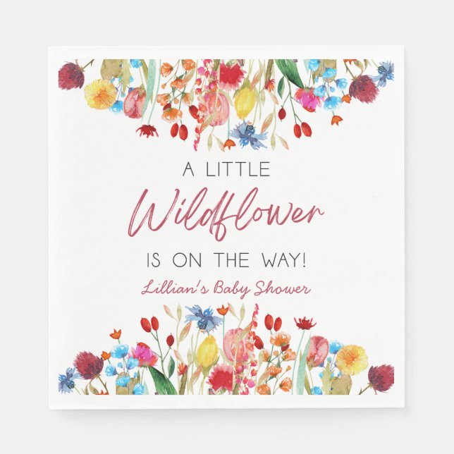 A Little Wildflower Is On The Way Baby Shower Serviette (Vorderseite)