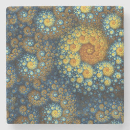 "a.lone" blaues Bio gewundenes Fraktal Steinuntersetzer