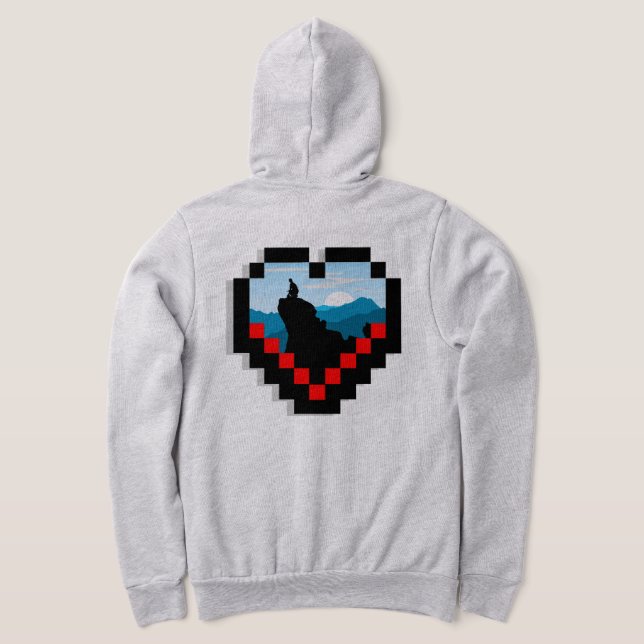 A lone figure sitting on a mountain peak at sunris hoodie (AblageHinten)