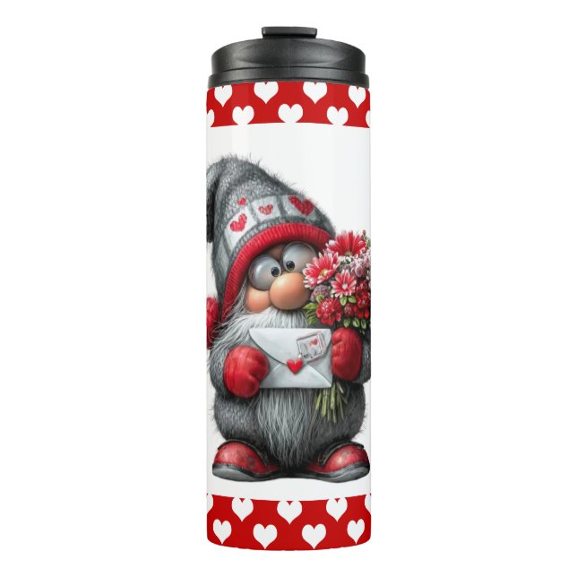 "A Love Note for You" Valentine Gnome Thermosbecher (Vorderseite)