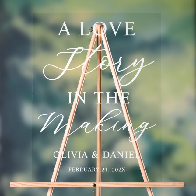 A Love Story in the Making Wedding Welcome Acrylschild (Neutral)