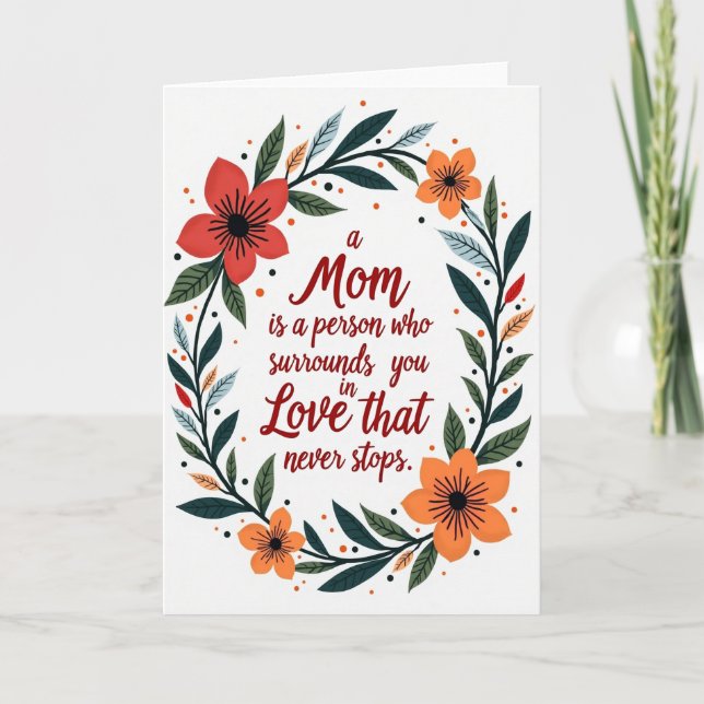 A Loving Mom Floral Frame Card Karte (Vorderseite)