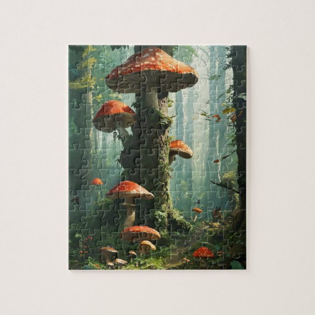 a magical forest, mushrooms, a mystical forest, to puzzle (Vertikal)