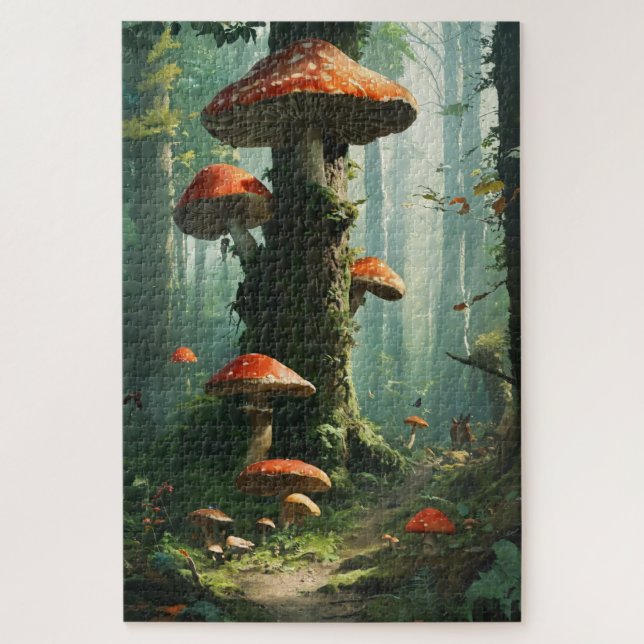 a magical forest, mushrooms, a mystical forest, to puzzle (Vertikal)