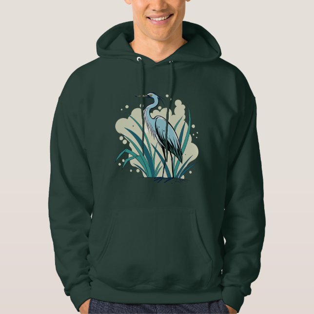 A Majestic Blue Heron Stands Tall In A Vibrant Nat Hoodie (Vorderseite)