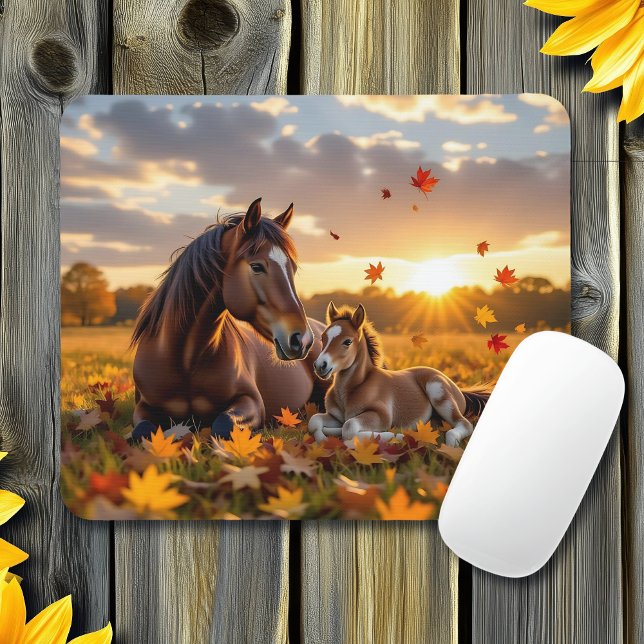A Mama Horse and her Foal in Autumn Mousepad (Von Creator hochgeladen)