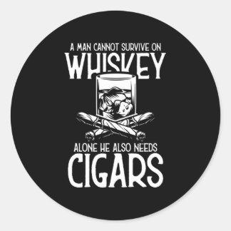 A Man Who Loves Whiskey And Cigar Runder Aufkleber