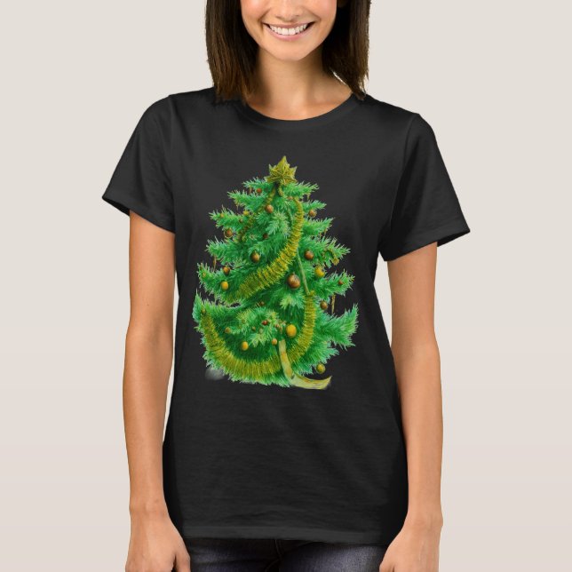 A Mandelbrot Christas Tree With Red & Green Bulbs T-Shirt (Vorderseite)