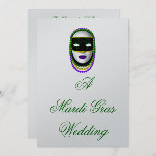 "A Mardi Gras Wedding" Beaded Mask - Black/Green/P Einladung