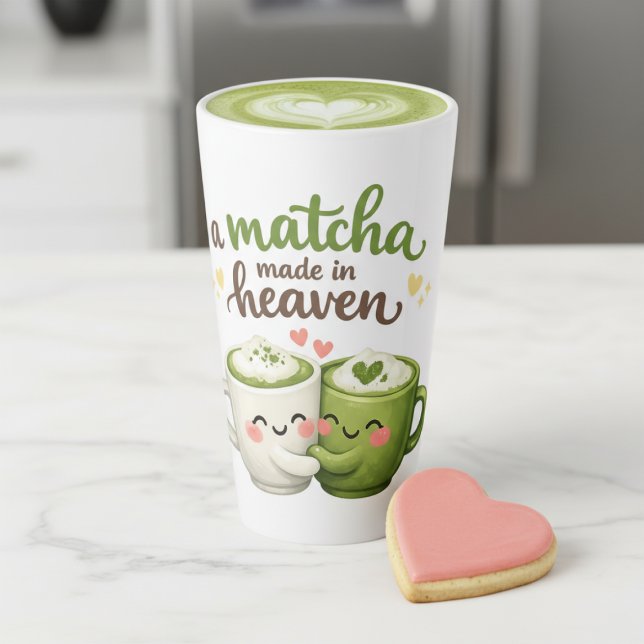 A Matcha Made in Heaven Cute Funny Pun Milchtasse (A Matcha Made in Heaven Cute Funny Pun Latte Mug
by Ricaso. Tall Latte mug ideal for your loved one)