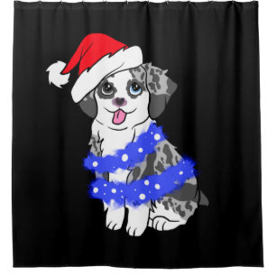 A Merle Australian Shepherd Christmas Duschvorhang