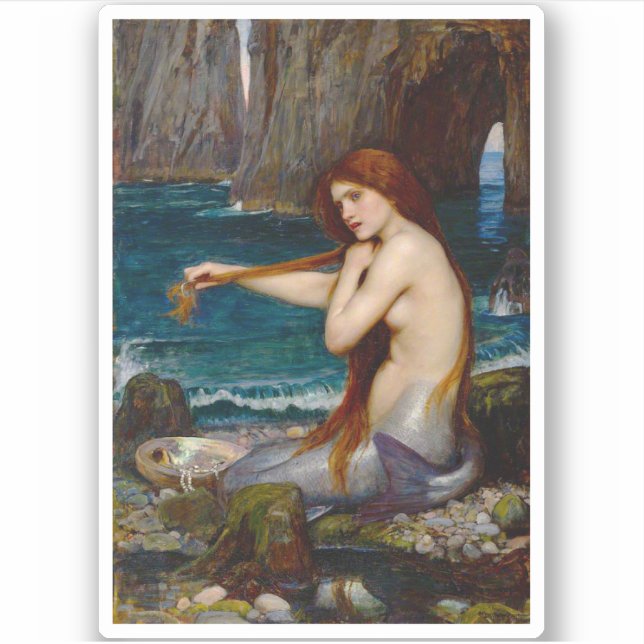 A Mermaid, c. 1900 by John Waterhouse Aufkleber (Vorderseite)