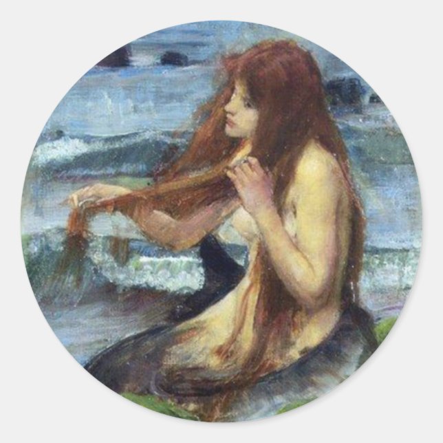 A Mermaid (Studie) Runder Aufkleber (Vorderseite)