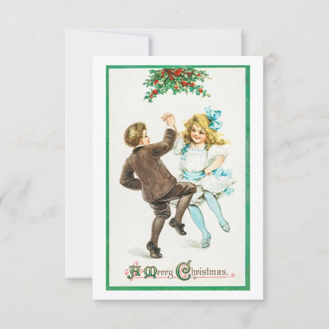 A Merry Christmas Children Dancing Card Einladung (Vorderseite)