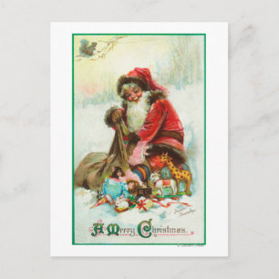 A Merry Christmas Santa Packing Toys in his Feiertagspostkarte