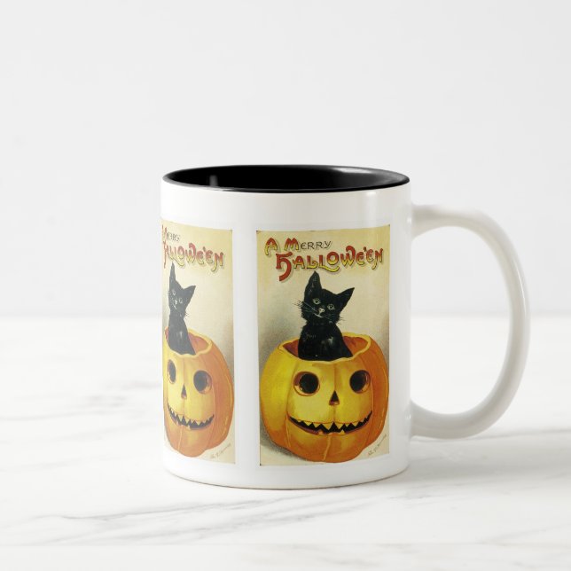 A Merry Haloween Kitten Zweifarbige Tasse (Rechts)