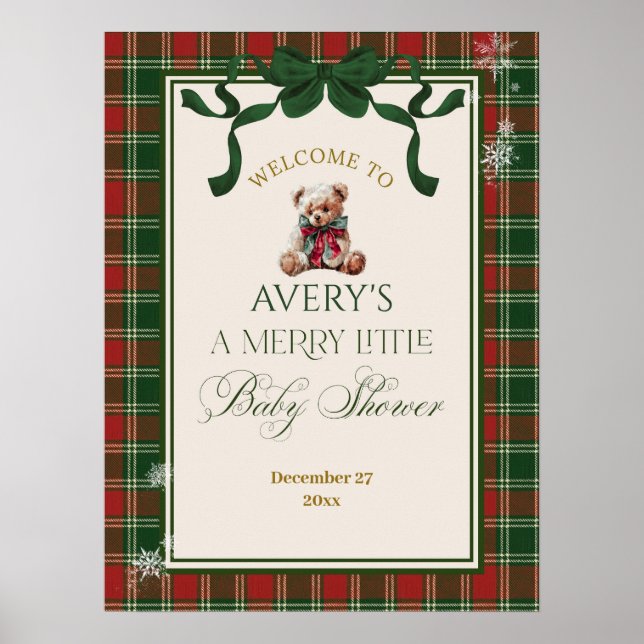 A Merry Little Baby Shower Teddy Bear Christmas Poster (Vorne)