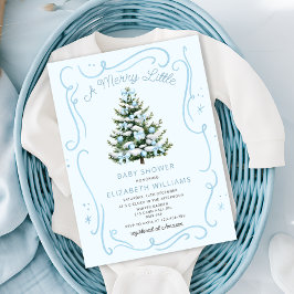 A Merry Little Blue Baby Shower Christmas Einladung