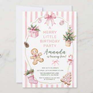 A Merry Little Christmas Birthday Party Girl Pink Einladung