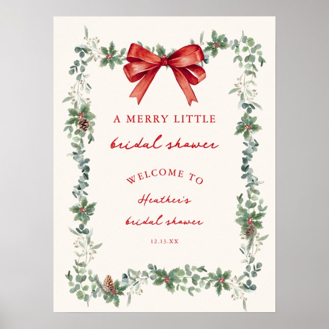 A Merry Little Christmas Bridal Shower Welcome Poster (Vorne)