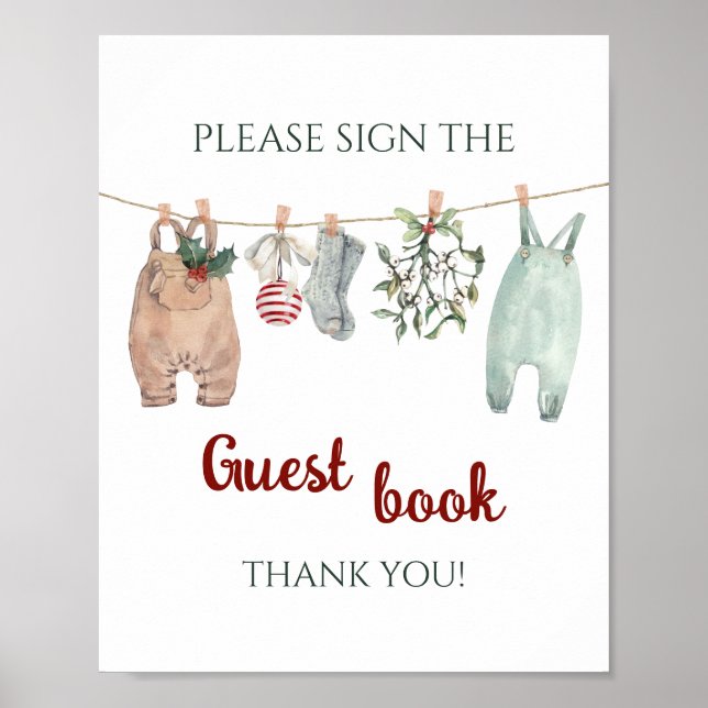 A Merry Little Christmas Clothes Guest Book Poster (Vorne)