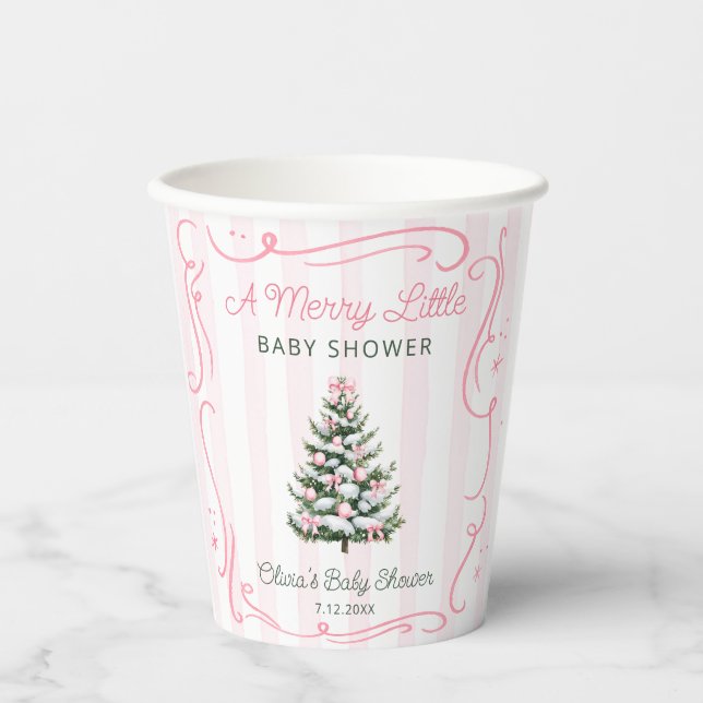 A Merry Little Christmas Tree Baby Shower Pappbecher (Vorderseite)