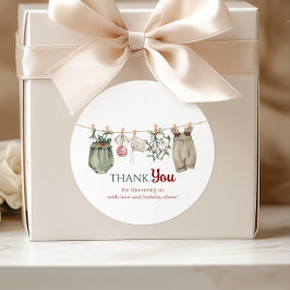 A Merry Little Girl Christmas Clothes Thank You Runder Aufkleber