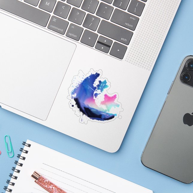 A Million Aurora Dreams Sticker (Laptop mit iPhone)
