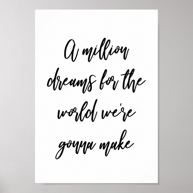 A Million Dreams Song Lyric Wall Art Print Poster (Vorne)