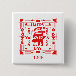 A modern Bauhaus personalized Valentine’s Day Button