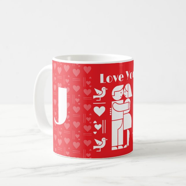 A modern Bauhaus personalized Valentine’s Day Kaffeetasse (Vorderseite Links)