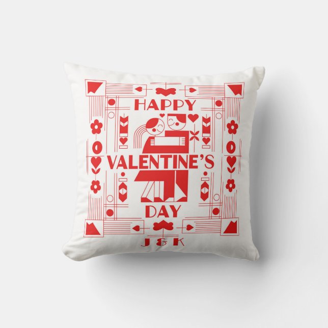 A modern Bauhaus personalized Valentine’s Day Kissen (Vorderseite)