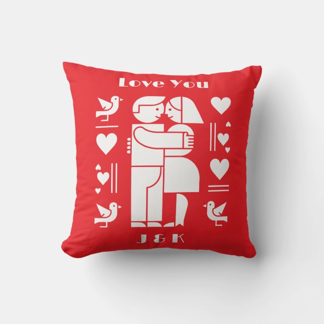 A modern Bauhaus personalized Valentine’s Day Kissen (Vorderseite)