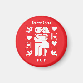 A modern Bauhaus personalized Valentine’s Day Magnet