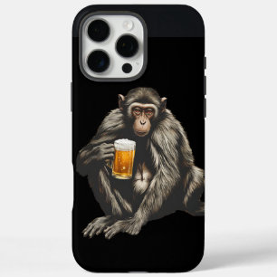 a monkey with a beer in its hand iPhone 16 pro max hülle