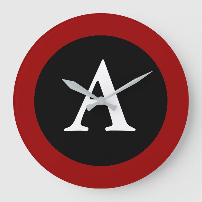 A: Monogram A Large Modern Wall Clock Große Wanduhr (Vorderseite)