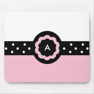 A: Monogramm A Dotted Pink & White Mousepad