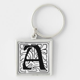 A Monogramm schwarz Schlüsselanhänger