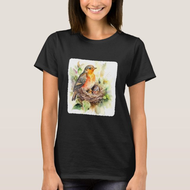 A Mother Bird Feeding Her Chicks Bird Feeding Youn T-Shirt (Vorderseite)