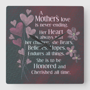 A Mother's Love  Quadratische Wanduhr