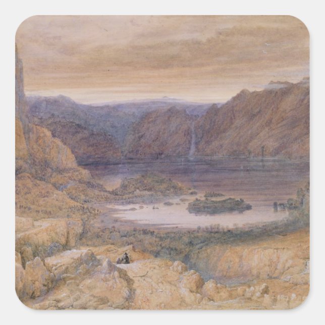 A Mountain Lake, Norwegen, c.1827 Quadratischer Aufkleber (Vorderseite)