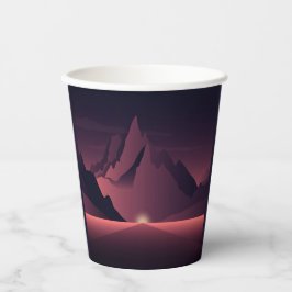A mountain sunset illustration        pappbecher