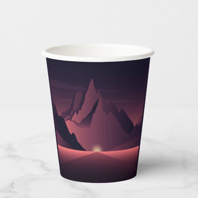 A mountain sunset illustration        pappbecher (Vorderseite)