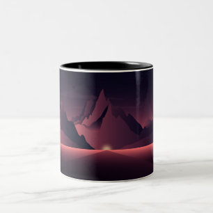 A mountain sunset illustration zweifarbige tasse